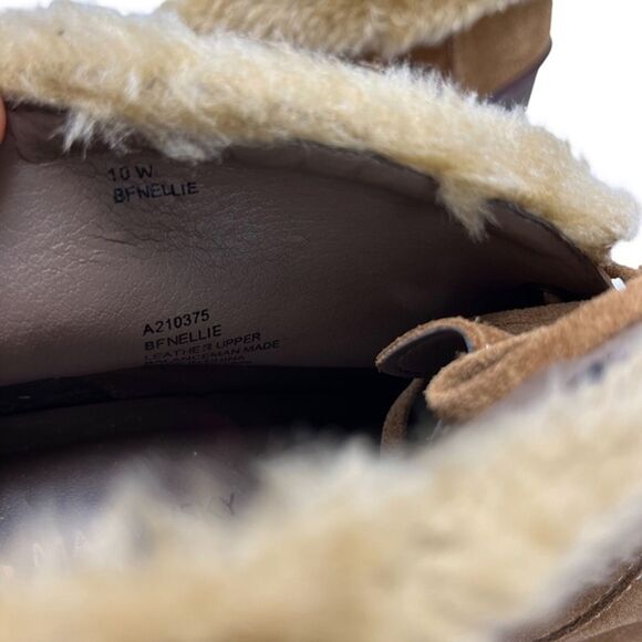 B MAKOWSKY Wedge Suede BF NELLIE Ankle Booties Real Leather Shoes Sherpa sz 10 W - Picture 14 of 16